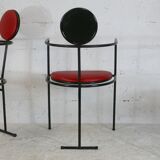 3 armchairs designs steel and leather, France, circa 1980