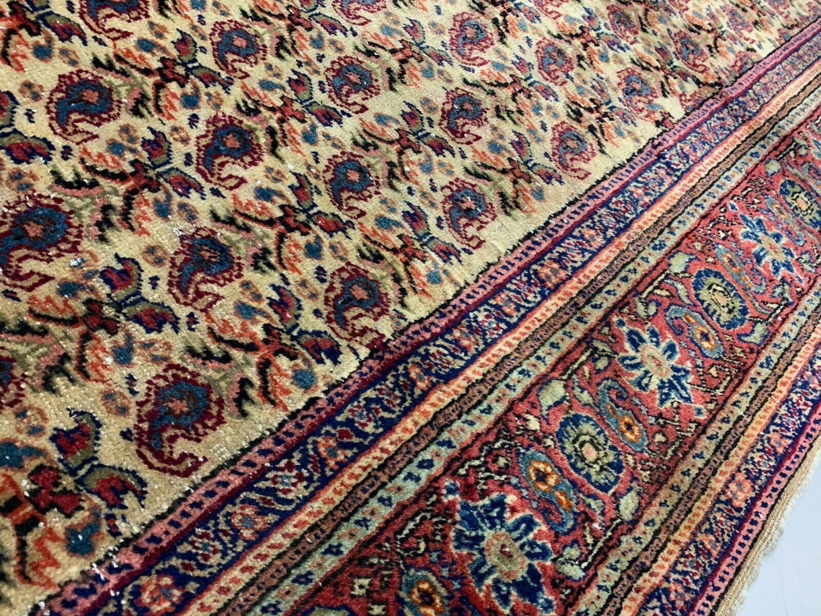 Distressed Turkish Rug 176x124 cm wool Vintage shabby Chic Tribal Red, Beige