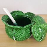 Vintage Ceramic Bordallo Pinheiro Cabbage Tureen Bowl, Portugal 60s