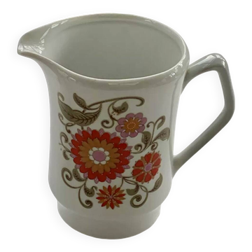 Milk jug 1970 floral orange pattern decor Laura