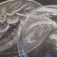 6 embossed glass oyster plates, 1970s Arcoroc France