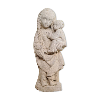 Statue en grès Vierge à l'enfant, vers 1930