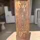 Rectangular Indonesian construction element with blue and yellow plant in carved wood
