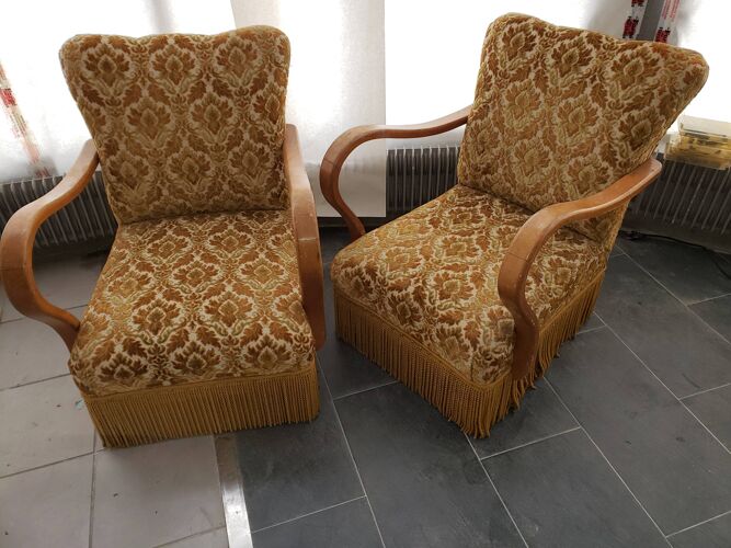 Paire de fauteuils art deco année 50 vintage