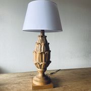 Large carved wooden lamp