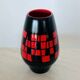 Vase piriforme en céramique rouge et noire par Elchinger, France années 60