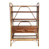 1960s rattan and wood shelf