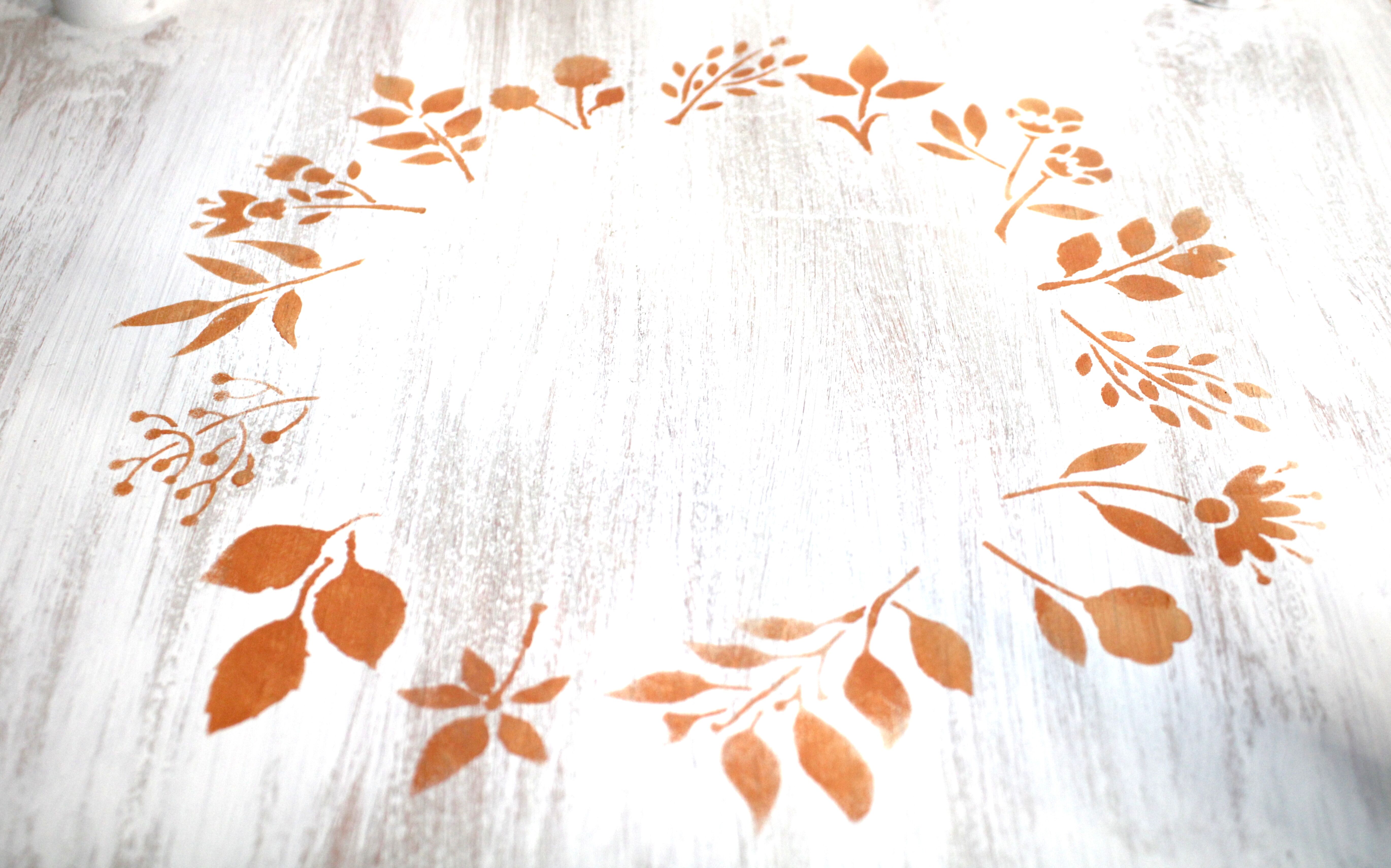 Wooden chalk bedside table and its stencil