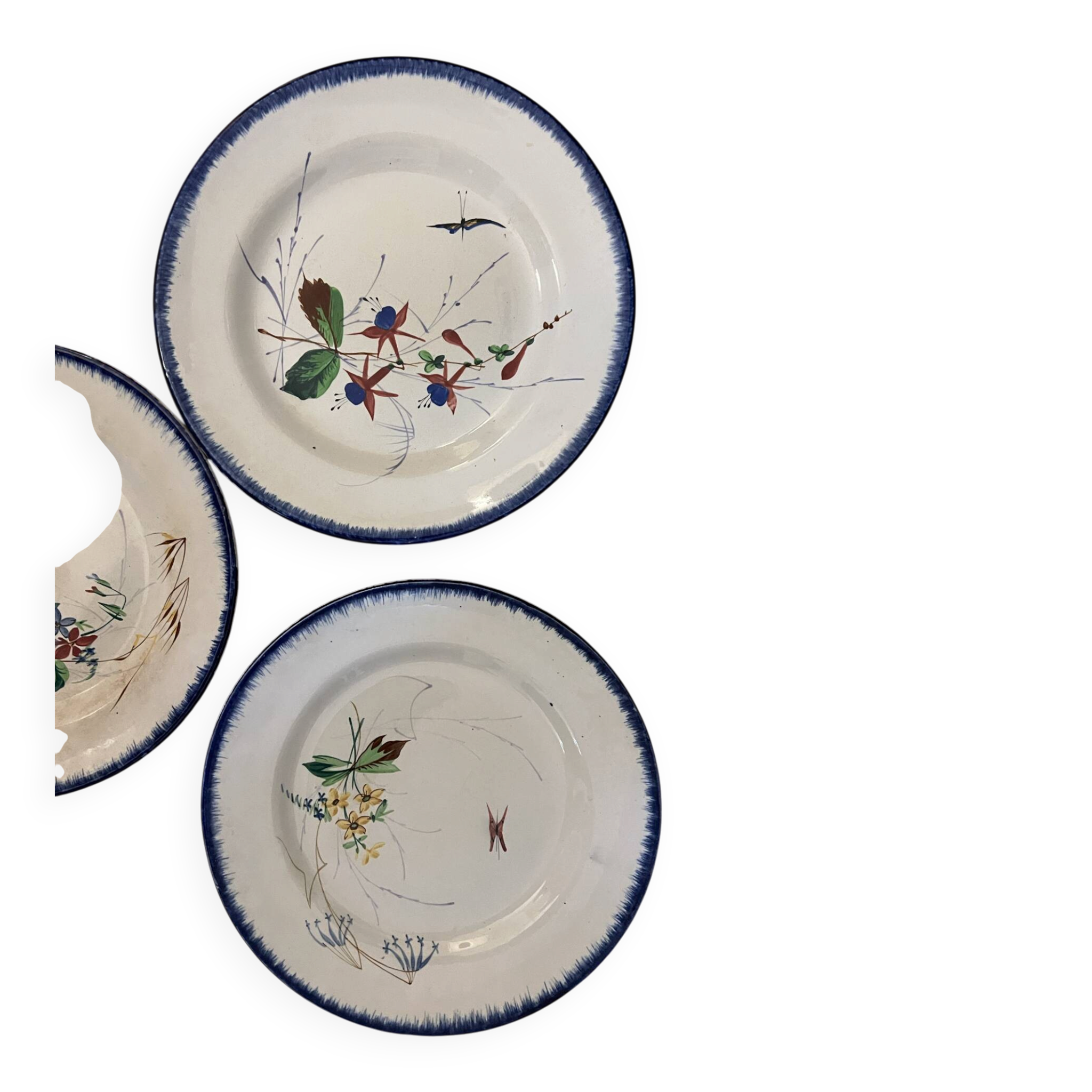 8 assiettes anciennes en faïence HB Choisy-le-Roi.