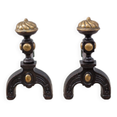 Vintage fireplace pegs, empire style cast iron and brass pegs, fireplace accessories