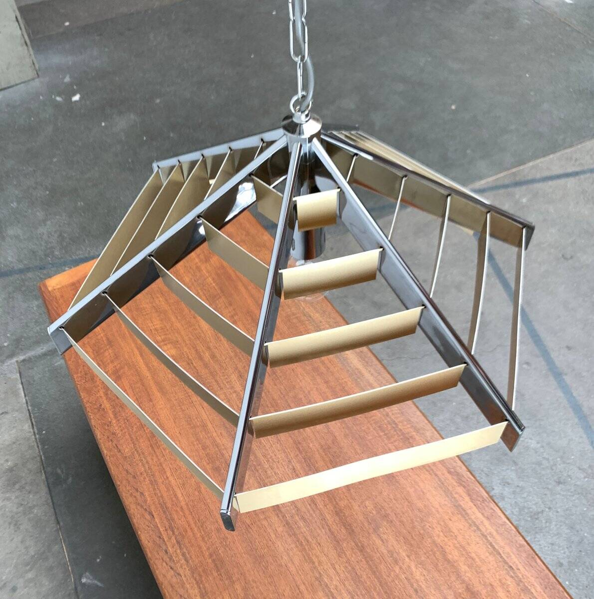 Geometric postmodern vintage pendant lamp, 1980s.