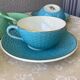 Multicolored Digoin cups looking basket weaving