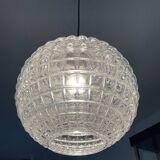 Vintage pendant light from the 70s in molded glass