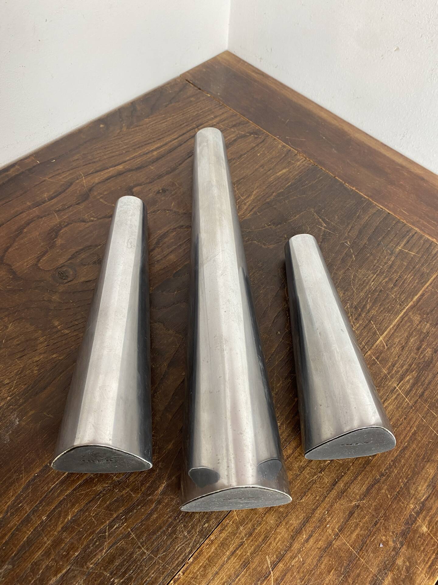 Polished aluminium candle holders, Ehlen Johansson