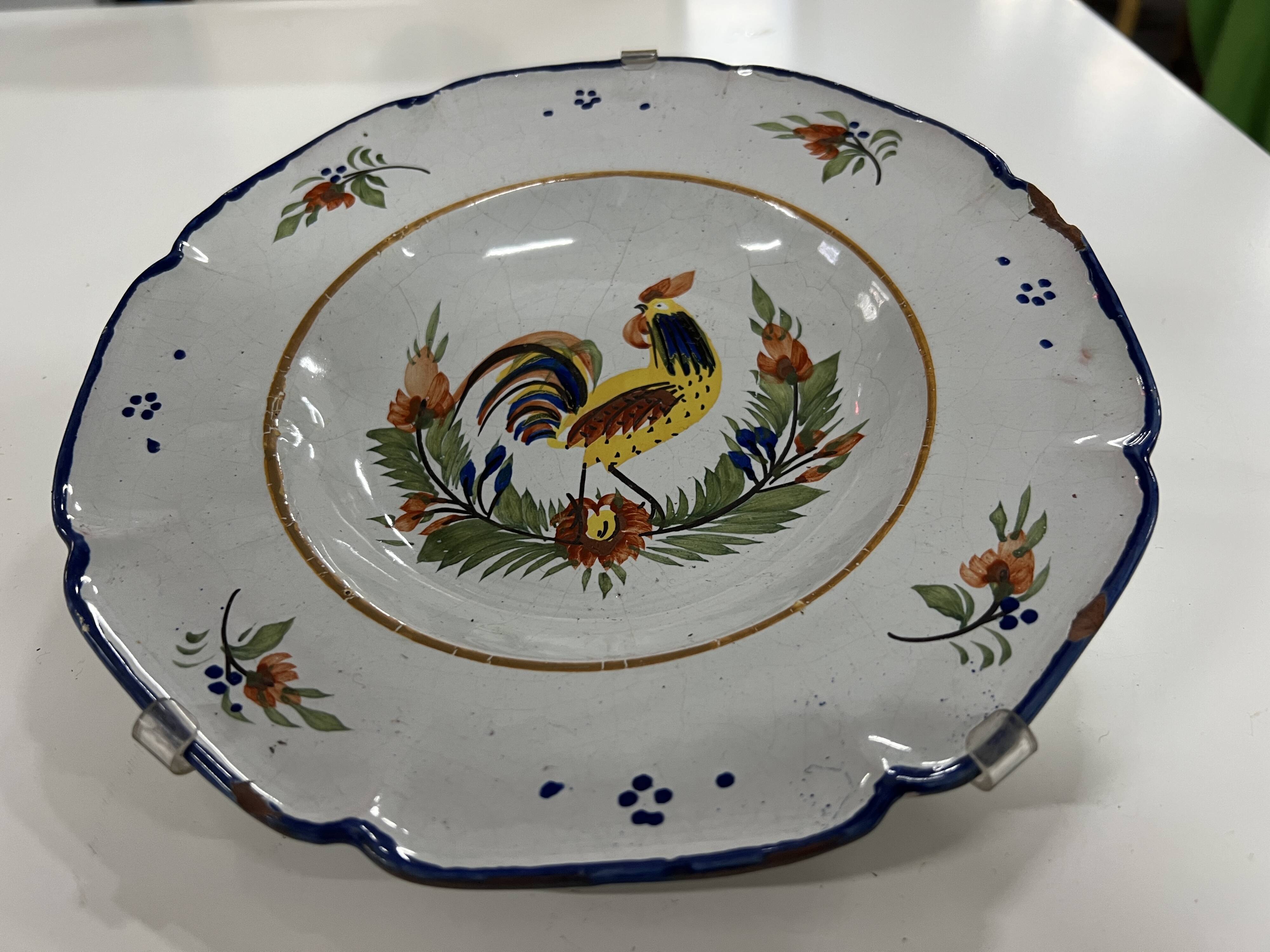 Decorative ceramic plate with wall hanging