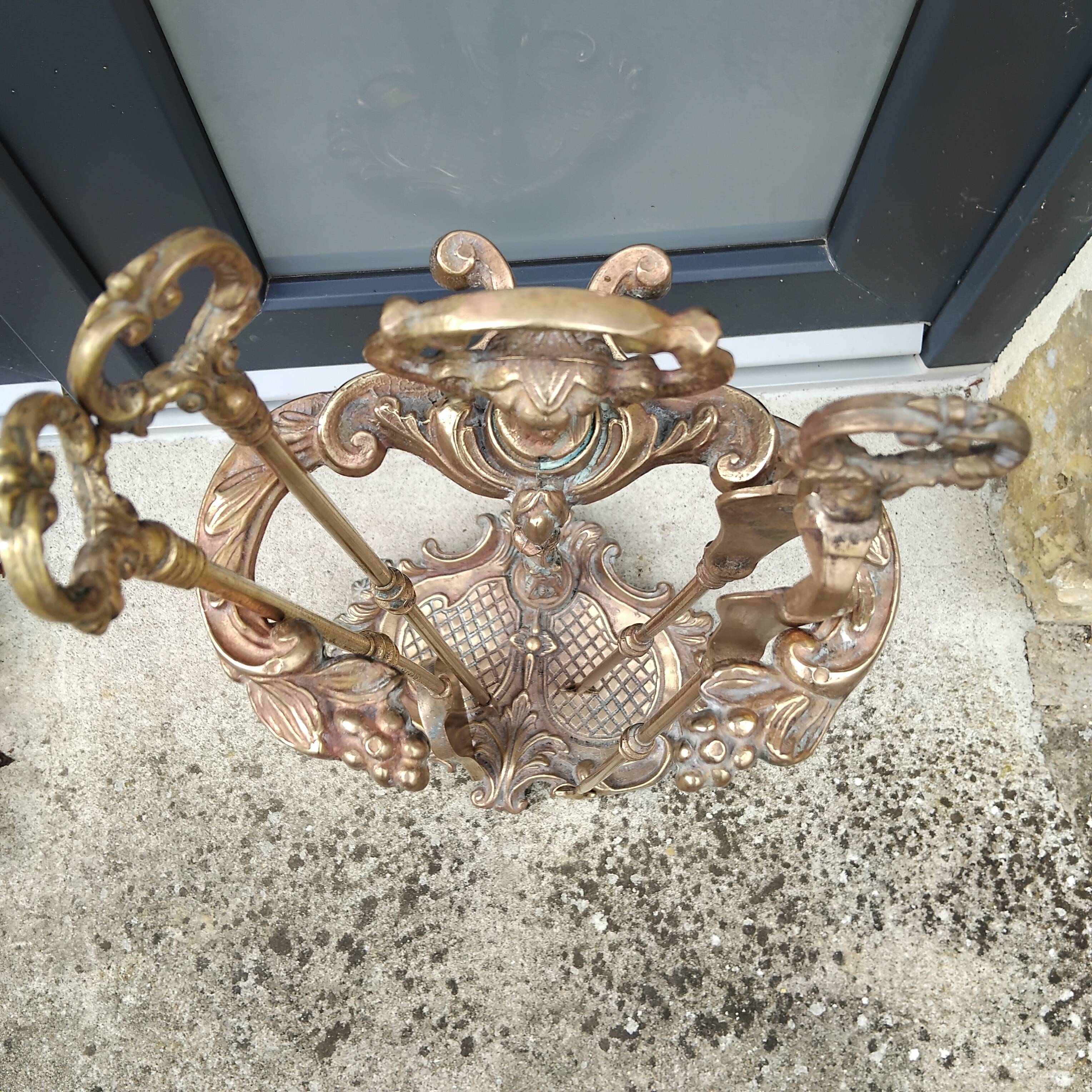 Brass fireplace set