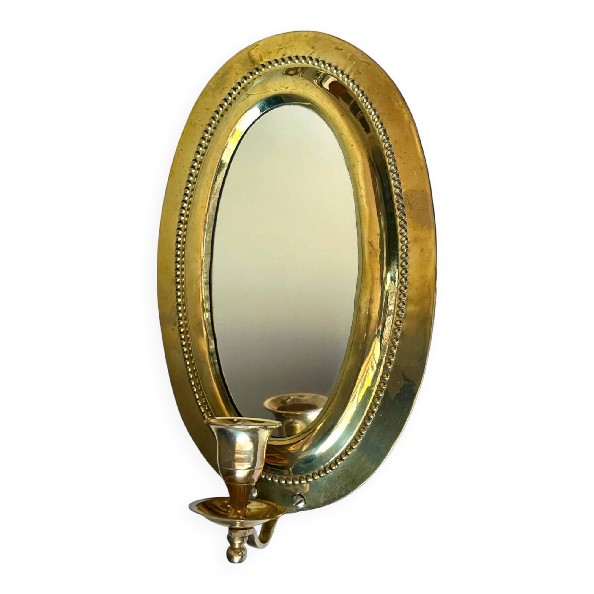 Vintage  Brass Wall mirrored Candle Sconce