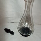 Wine carafe glass foot dark purple cork
