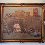 Old painting, orientalist landscape, signed marcel canet (1875- 1959)