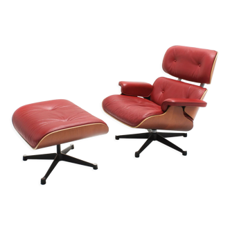 Lounge chair & ottoman en cuir par Charles Eames pour Vitra