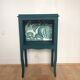 Table de chevet console relookée bleu pétrole