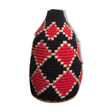 Berber wool and red and black raffia basket