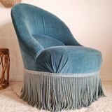Blue velvet toad armchair