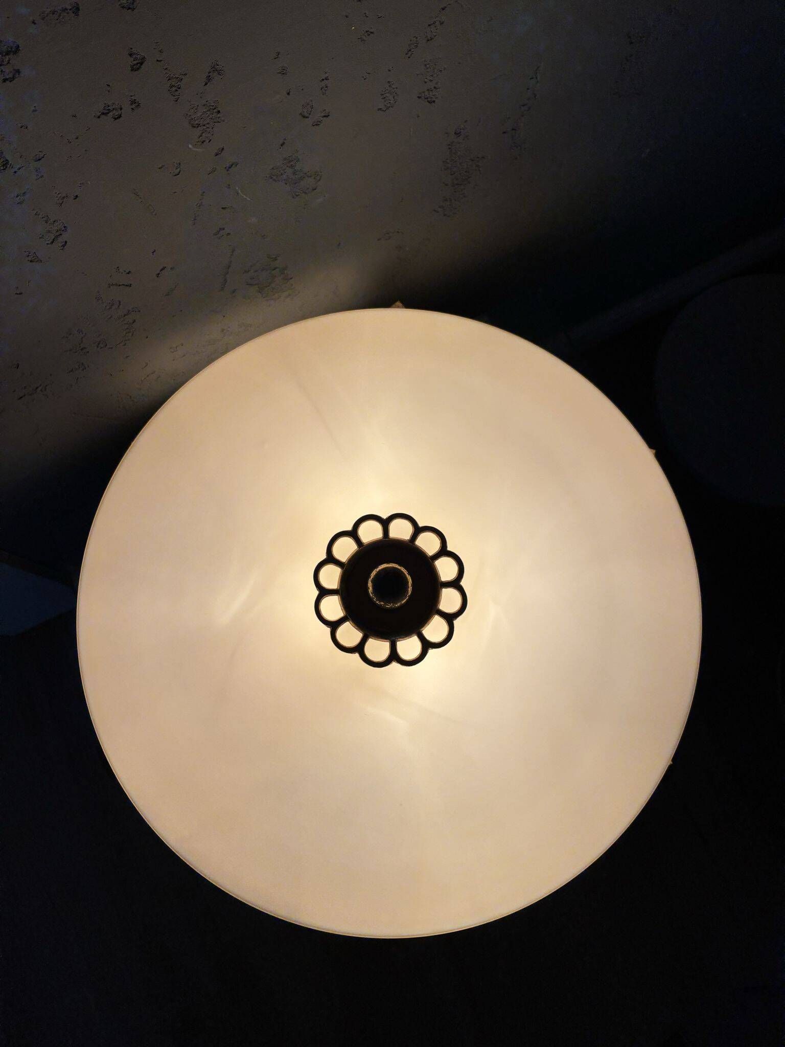 Large Art Deco ceiling light, brass and glass, 1920s