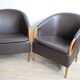 Pair of vintage Scandinavian armchairs brown leather opus 1982 suede