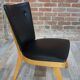 Chair 50 years in wood and faux black leather cocktail