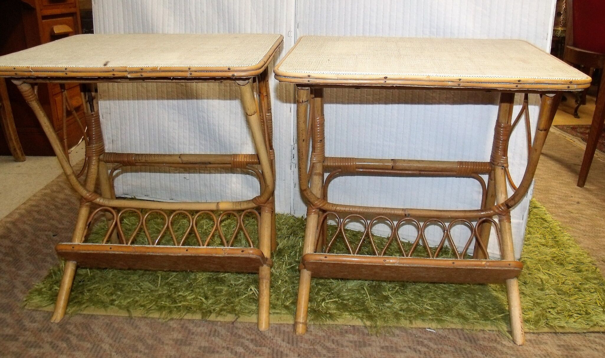 Pair of bedside shelves doors reviews rattan bamboo