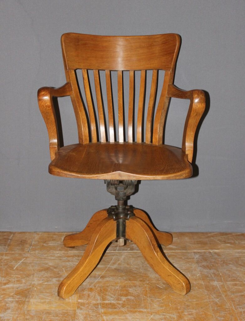 Rotating oak office chair circa 1930