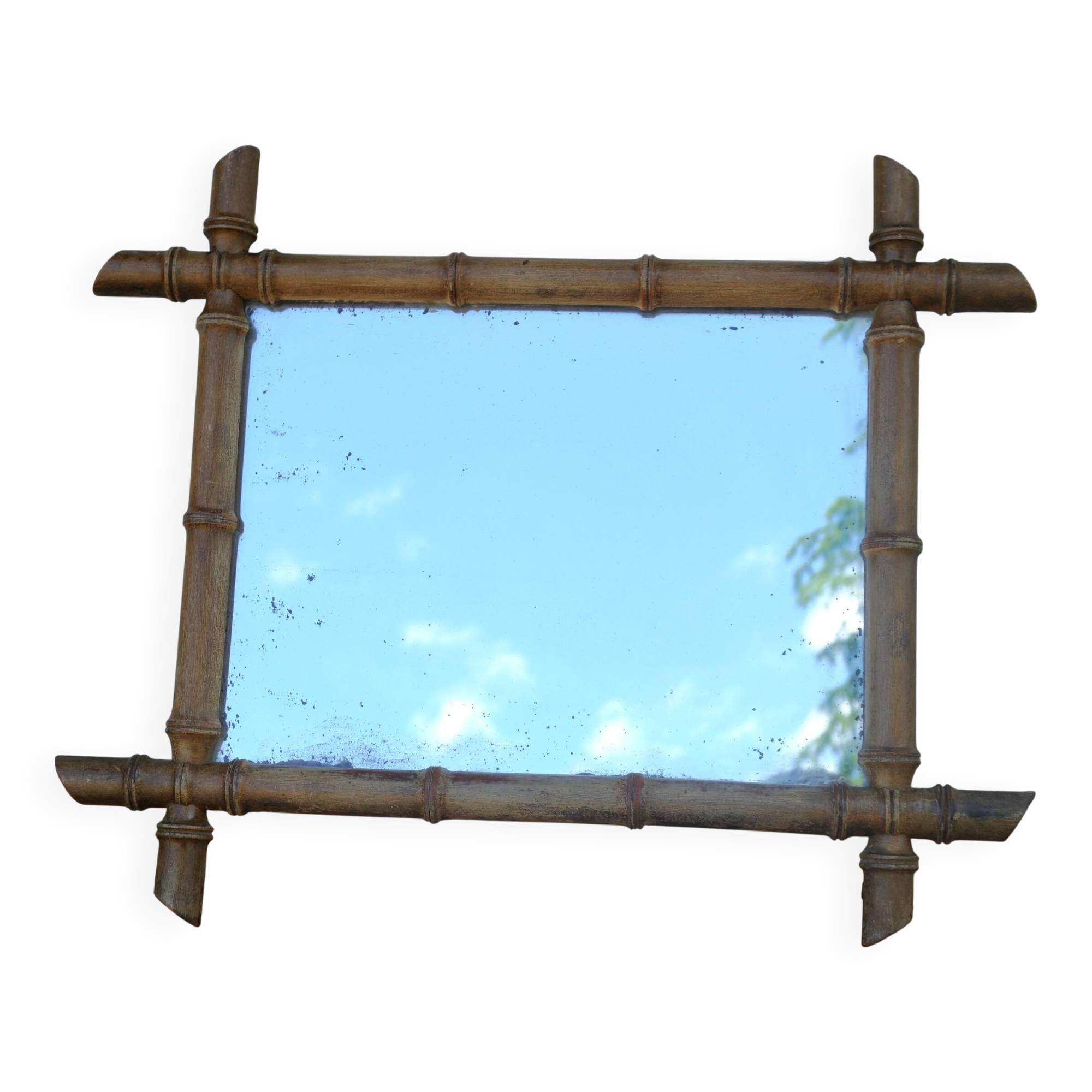 antique vintage bamboo mirror from the 1930s