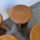 Set of 4 oak stools from the 1950s, constructivist style.