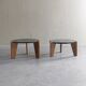 2 tables d'appoint en ardoise et bois de pin de style brutaliste