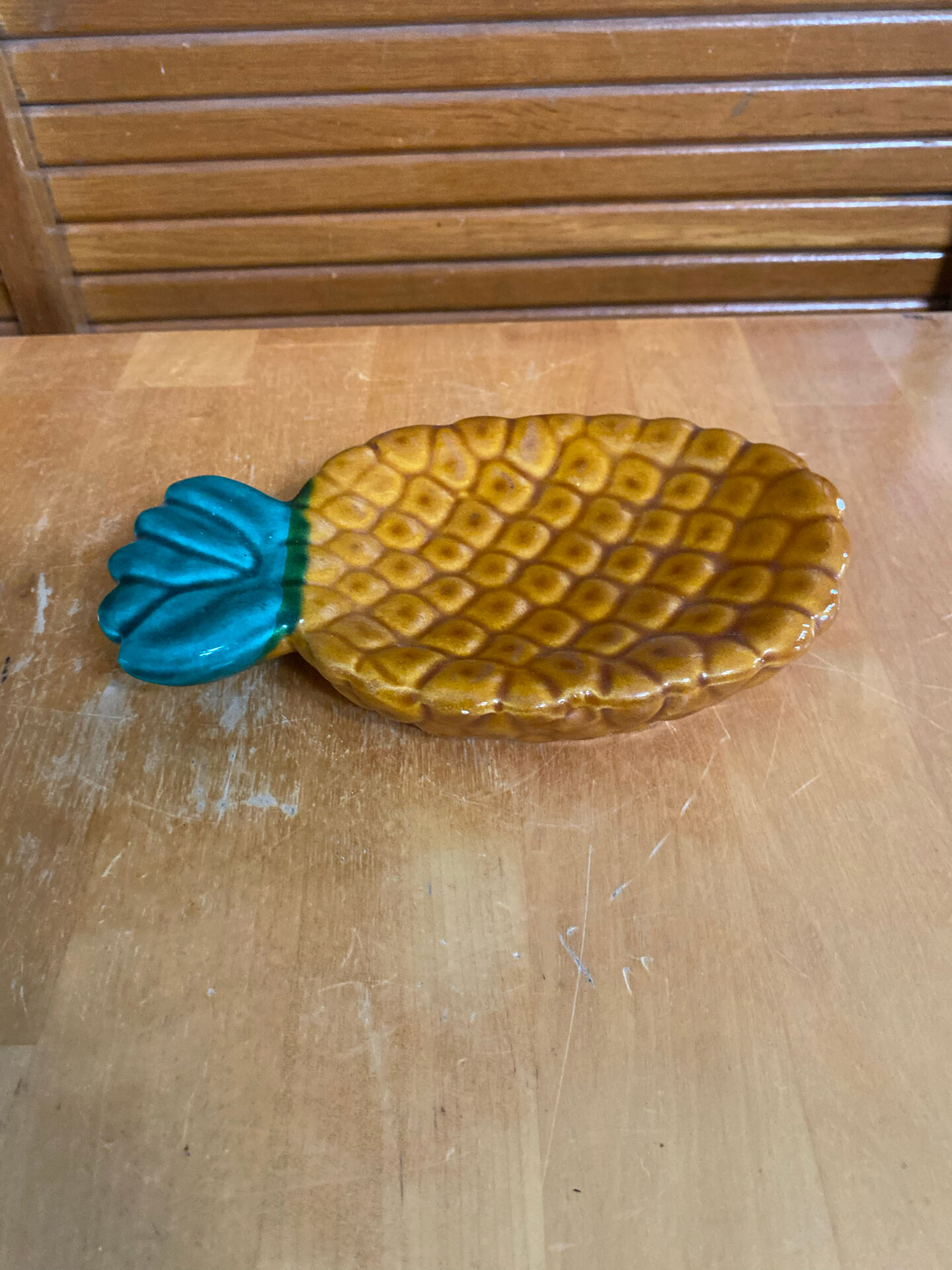 Vintage polychrome ceramic pineapple shaped butter dish vallauris #e