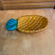 Vintage polychrome ceramic pineapple shaped butter dish vallauris #e