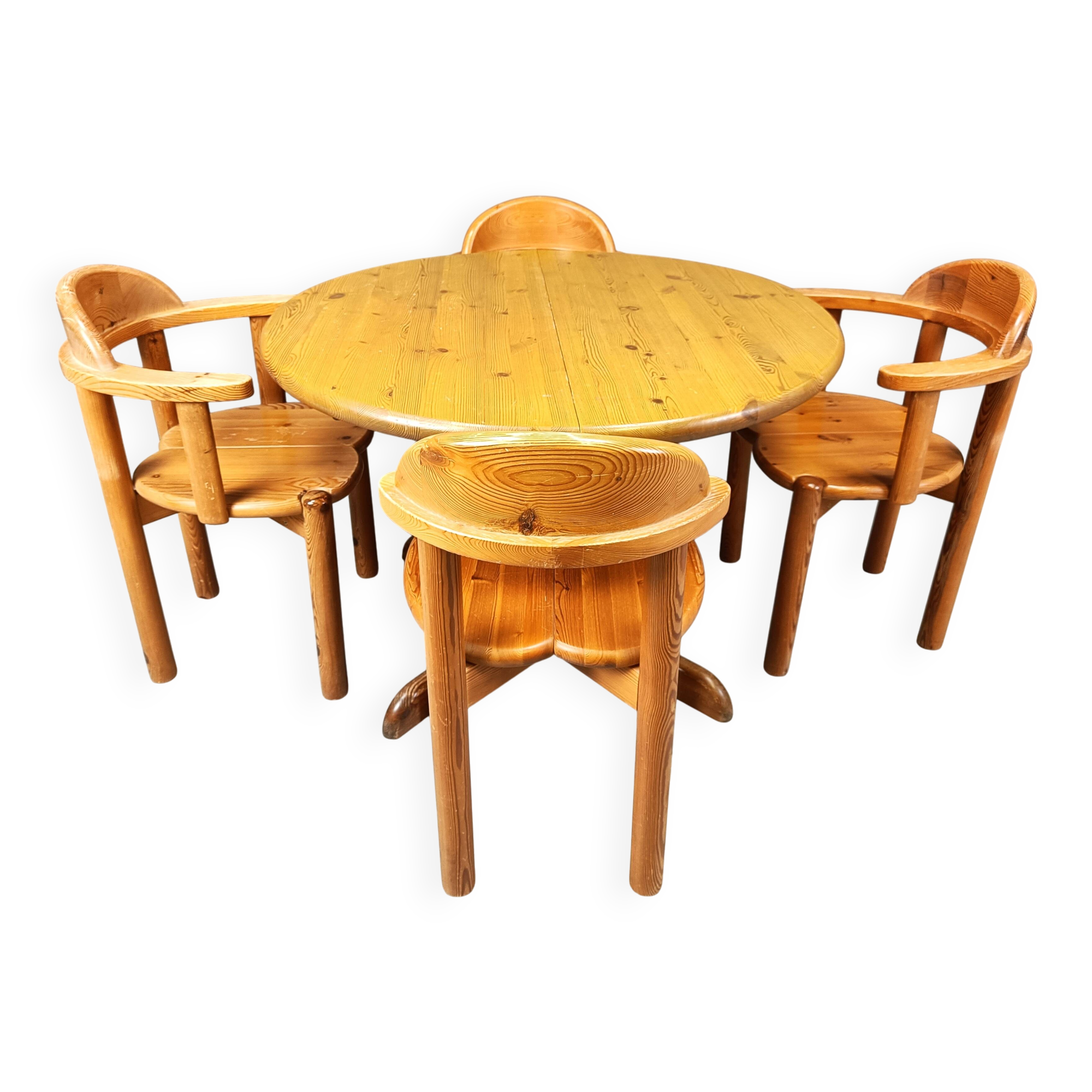 Rainer Daumiller pine wood dining set for Hirtshals Savvaerk - set of 4 - 1