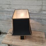 lampe laquée noire et laiton abat jour pagode vintage 1970