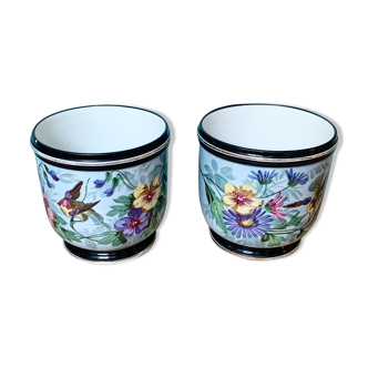 Lot de deux cache-pots en porcelaine de Limoges