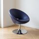 Vintage 70s armchair in purple faux leather with steel legs.