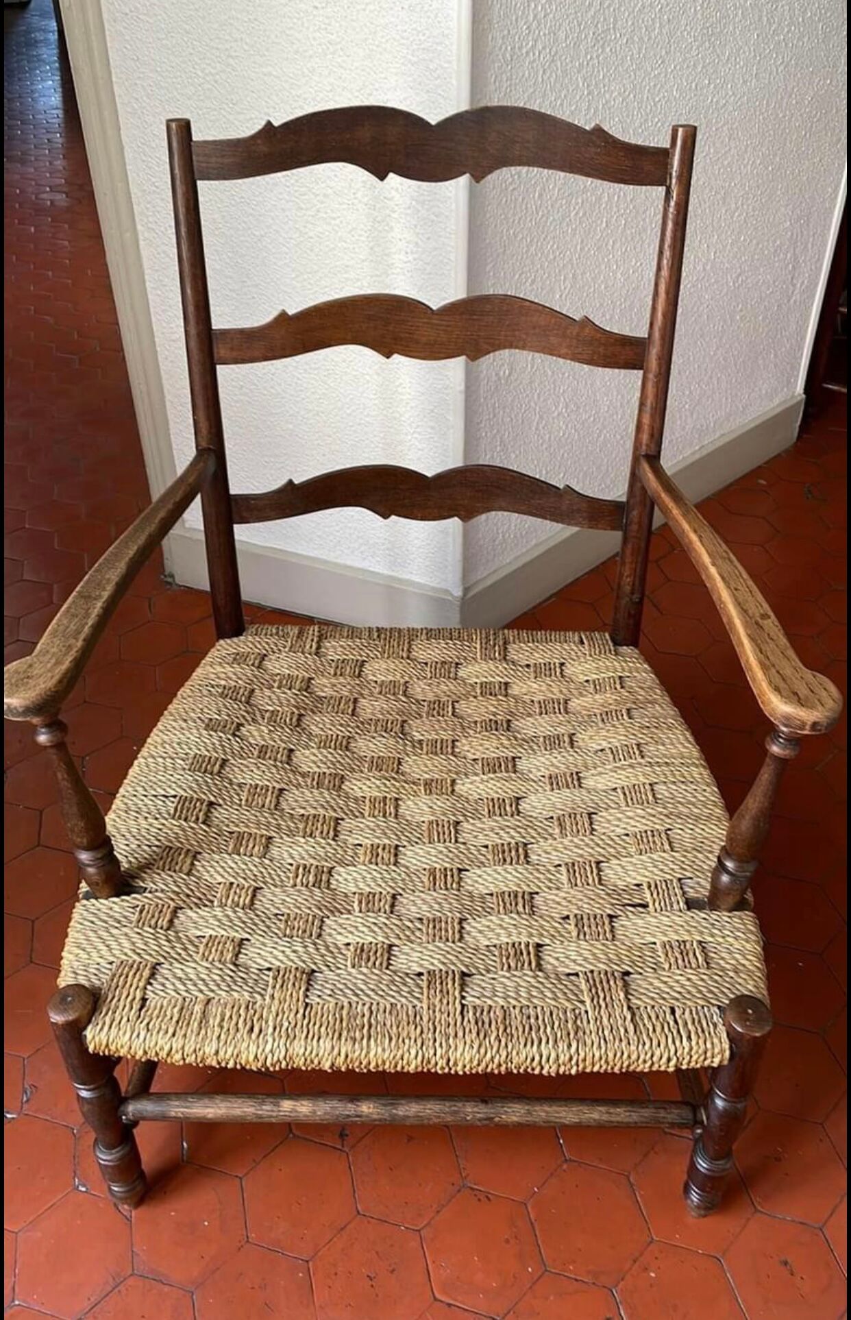 Provencal armchair fireplace corner