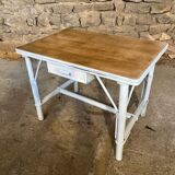 Bureau enfant rotin blanc
