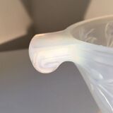 Opalescent glass footed bowl with mistletoe decor Etling France Art Deco 19