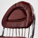 Italian chrome and leather dining set by Gastone Rinaldi, set of 7.