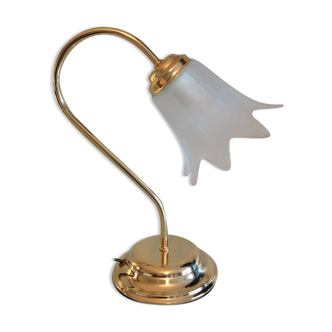 Bedside lamp in brass and frosted glass art deco style