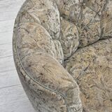 1970s, Danish 3 seater curved sofa, original multicolor furniture fabric.