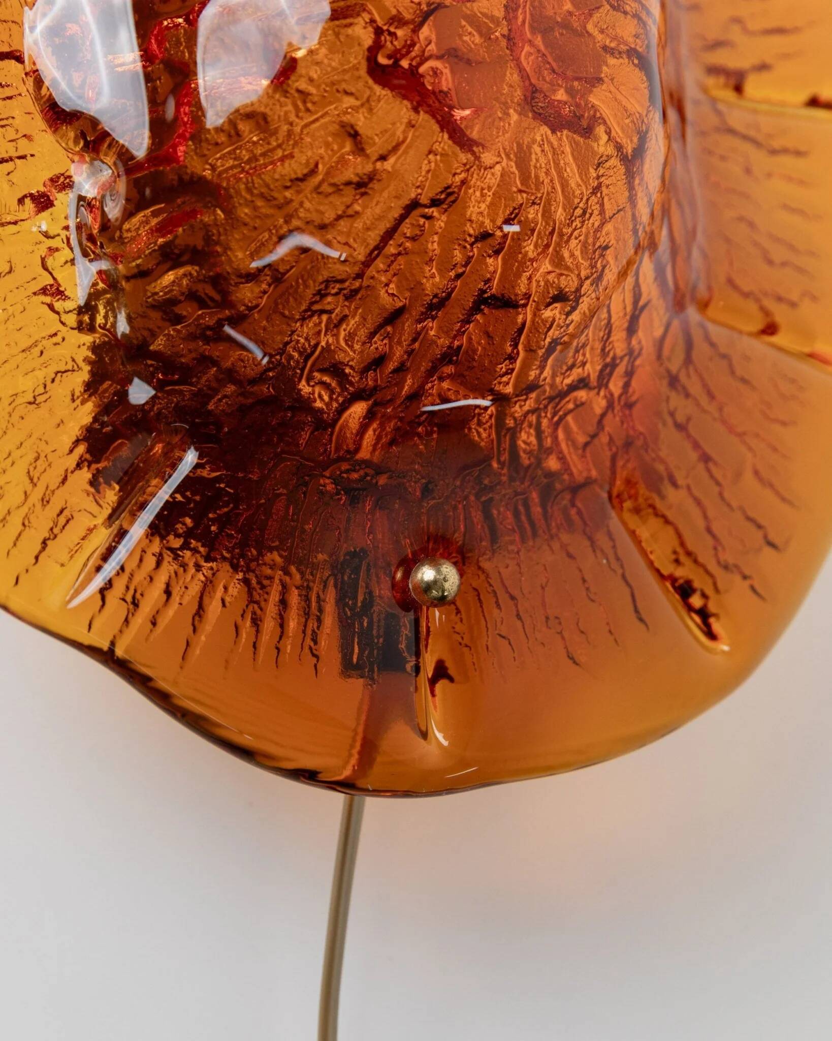 Orange Glass & Metal Wall Lamp Medaillon by Vitrika, 1960s Boho Vintage