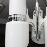 Vistosi Midcentury Italian Murano Glass and Steel "Incamiciato" Chandelier