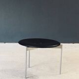 Midcentury Modern Leather Tripod Stool by Uno & Östen Kristiansson for Luxus, Sweden, 1960s